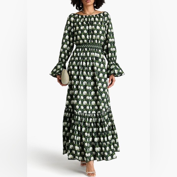 NWT AGUA BY AGUA BENDITA Almendra ruffled floral-print cotton maxi dress Size XS - Picture 2 of 7